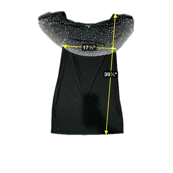 Roz & Ali Black Dress With Rhinestone Pearl Embellished Overlay Sz XL - Picture 7 of 9